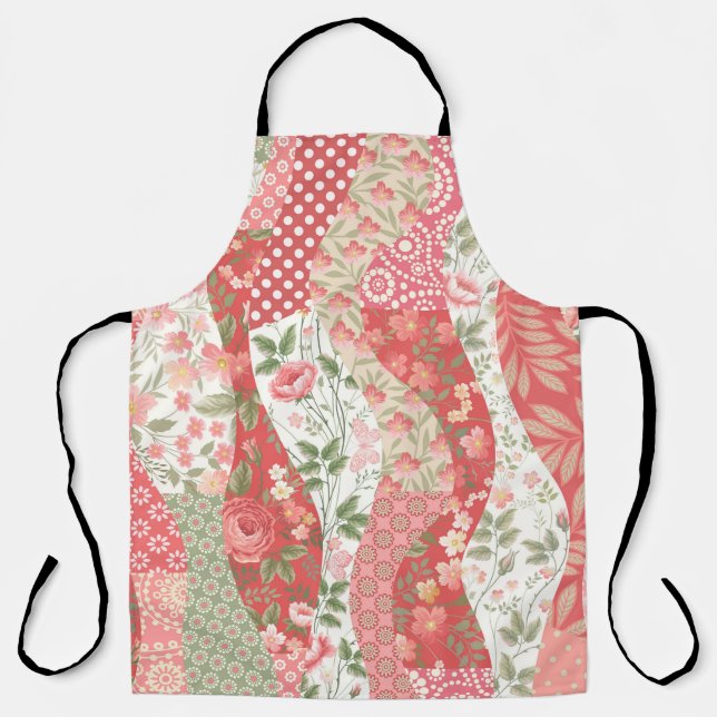 seamless patchwork pattern with roses apron (Front)