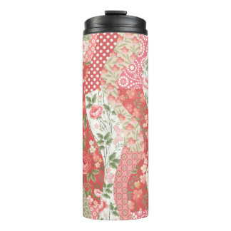 seamless patchwork pattern with roses thermal tumbler