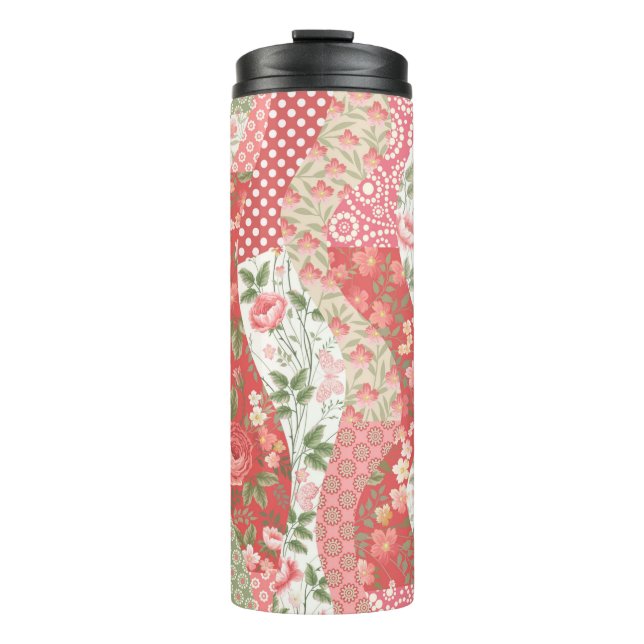seamless patchwork pattern with roses thermal tumbler (Front)