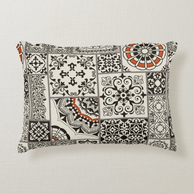 Seamless patchwork tile with Islam, Arabic, Indian Accent Pillow (Front)