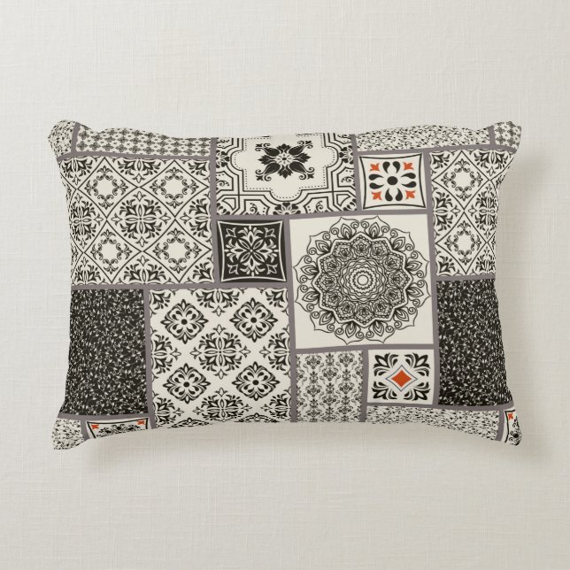 Seamless patchwork tile with Islam, Arabic, Indian Accent Pillow (Front)