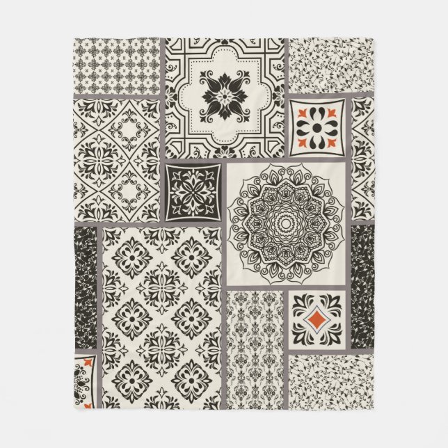 Seamless patchwork tile with Islam, Arabic, Indian Fleece Blanket (Front)