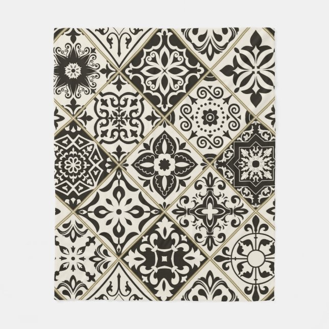 Seamless patchwork tile with Islam, Arabic, Indian Fleece Blanket (Front)