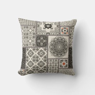 Seamless patchwork tile with Islam, Arabic, Indian Throw Pillow