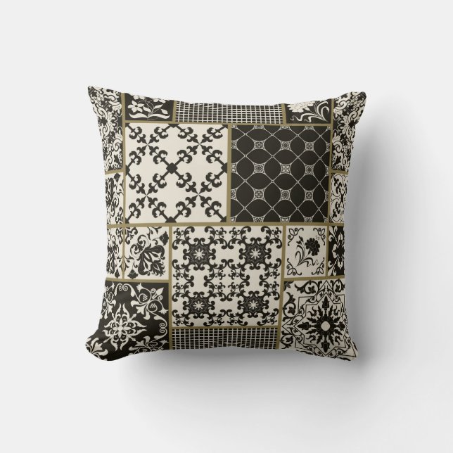 Seamless patchwork tile with Islam, Arabic, Indian Throw Pillow (Front)