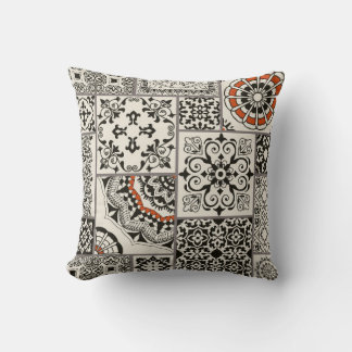 Seamless patchwork tile with Islam, Arabic, Indian Throw Pillow