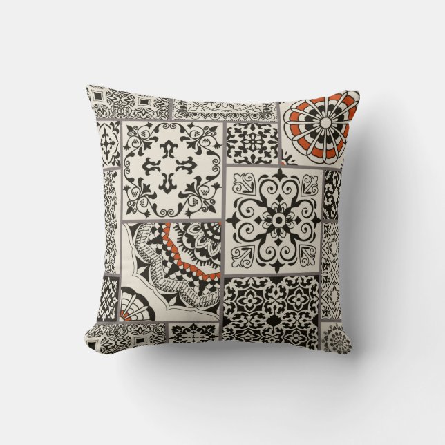 Seamless patchwork tile with Islam, Arabic, Indian Throw Pillow (Front)