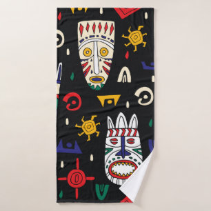 Seamless pattern african tribal masks bath towel