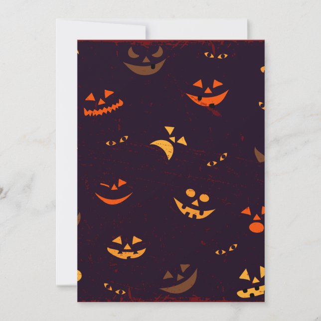 Seamless Pattern Background Of Pumpkin Devil Face Holiday Card (Front)