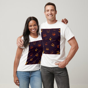 Seamless Pattern Background Of Pumpkin Devil Face T-Shirt