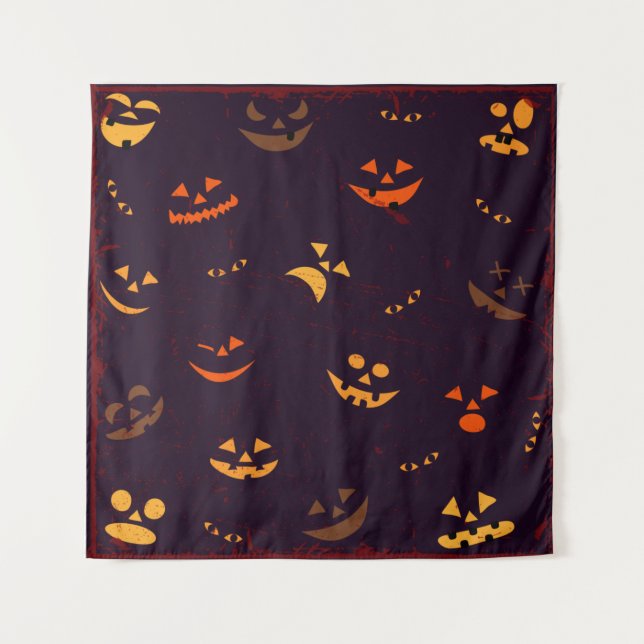 Seamless Pattern Background Of Pumpkin Devil Face Tapestry (Front)
