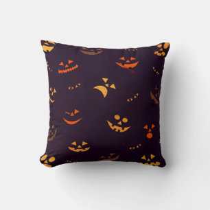 Seamless Pattern Background Of Pumpkin Devil Face Throw Pillow