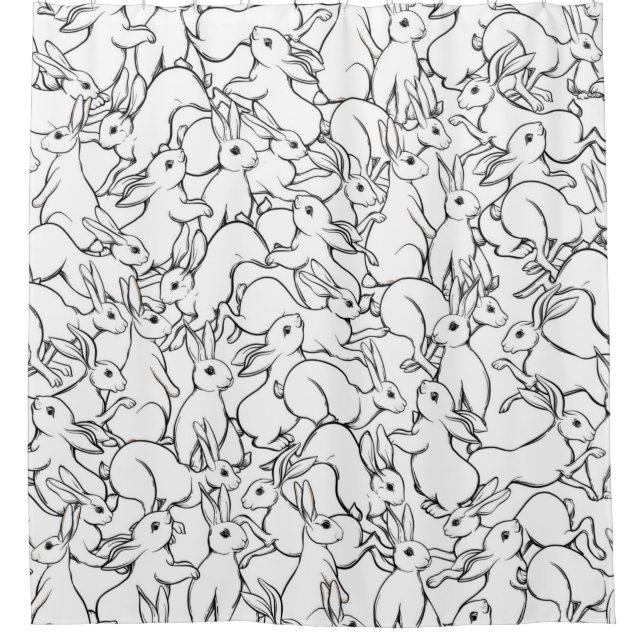Seamless pattern, background with cute rabbits, ha (Front)