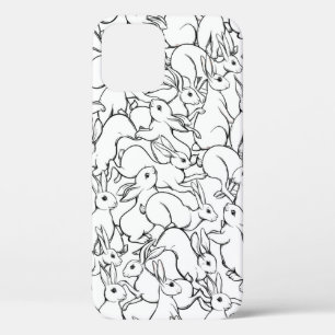 Seamless pattern, background with cute rabbits, ha iPhone 12 case