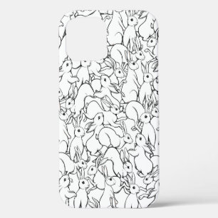 Seamless pattern, background with cute rabbits, ha iPhone 12 case