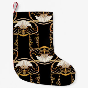 Seamless pattern, background with decorative eleme small christmas stocking