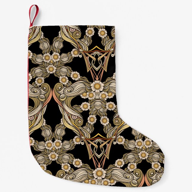 Seamless pattern, background with decorative eleme small christmas stocking (Front)