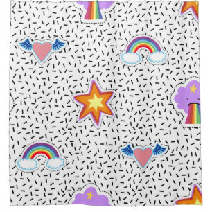 Seamless pattern background with patch cartoon sta