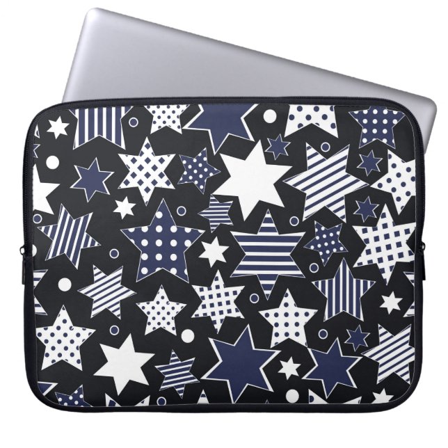 Seamless pattern background with stylized starspat laptop sleeve (Front)