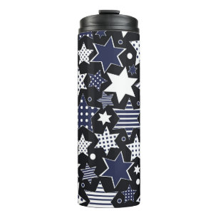 Seamless pattern background with stylized starspat thermal tumbler
