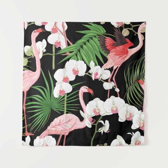 Seamless pattern, background with tropical plants, tapestry (Front)