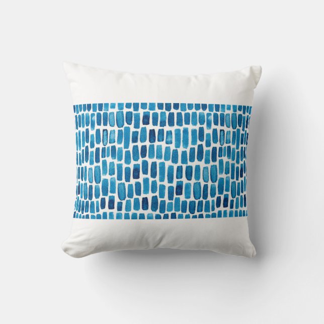 Seamless pattern background with watercolor blue s throw pillow (Front)