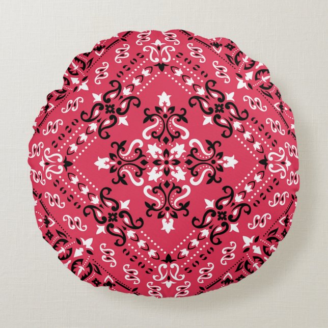 Seamless pattern based on ornament paisley Bandana Round Pillow (Front)