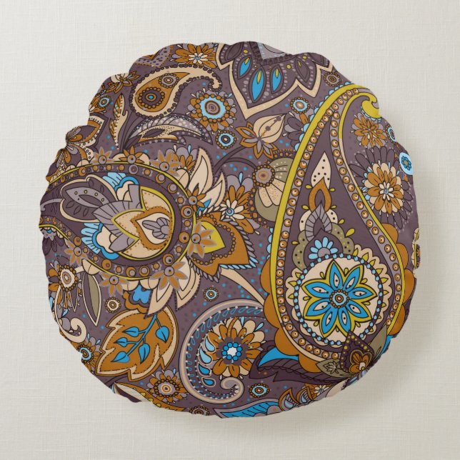 Seamless pattern based on traditional Asian elemen Round Pillow (Front)