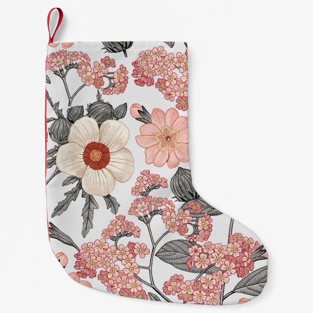 Seamless pattern. Beautiful fabric blooming realis Small Christmas Stocking (Front)