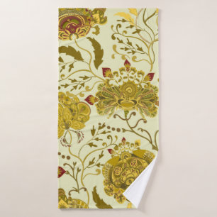 Seamless pattern, big indian paisley flowers. Tren Bath Towel