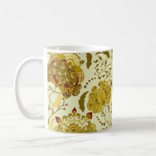Seamless pattern, big indian paisley flowers. Tren Coffee Mug