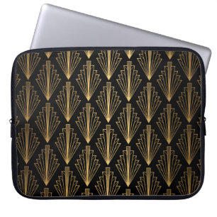 Seamless pattern black and gold background laptop sleeve