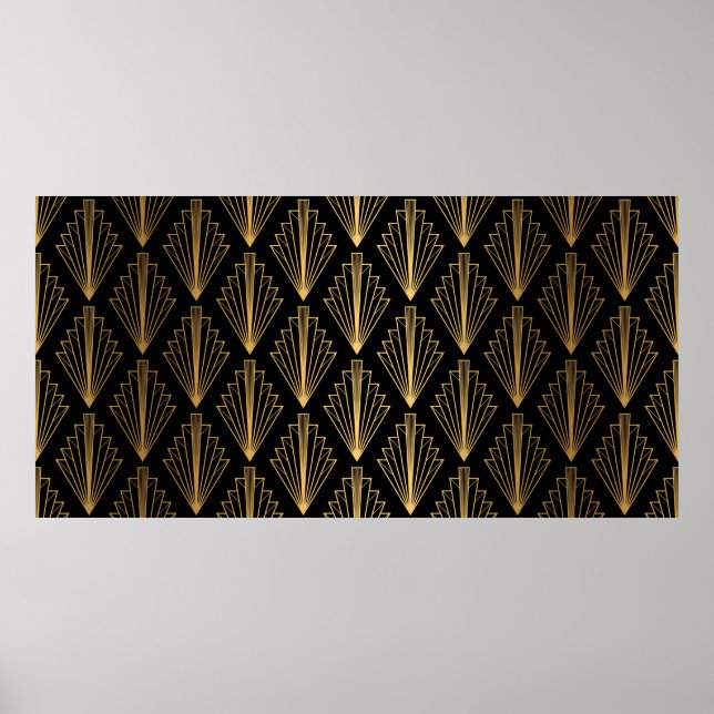 Seamless pattern black and gold background poster (Front)