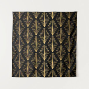 Seamless pattern black and gold background tapestry