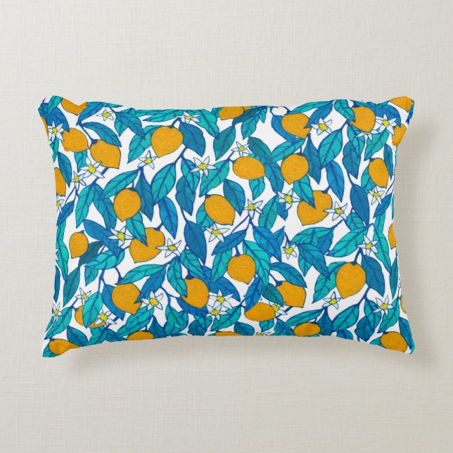 Seamless pattern. Blooming lemon. Flowers neroli.  Accent Pillow (Front)