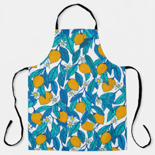 Seamless pattern. Blooming lemon. Flowers neroli.  Apron