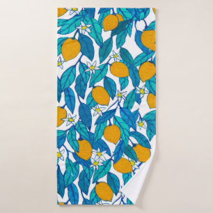 Seamless pattern. Blooming lemon. Flowers neroli. Bath Towel