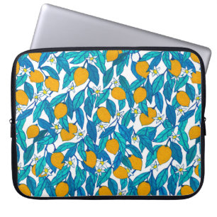 Seamless pattern. Blooming lemon. Flowers neroli. Laptop Sleeve