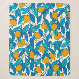 Seamless pattern. Blooming lemon. Flowers neroli.  Sherpa Blanket