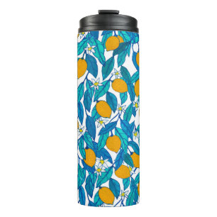 Seamless pattern. Blooming lemon. Flowers neroli. Thermal Tumbler
