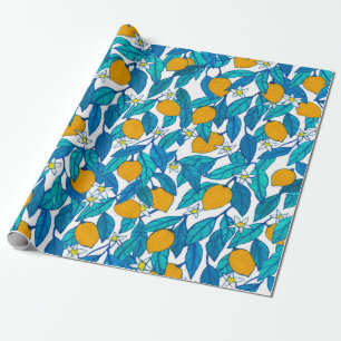 Seamless pattern. Blooming lemon. Flowers neroli. Wrapping Paper
