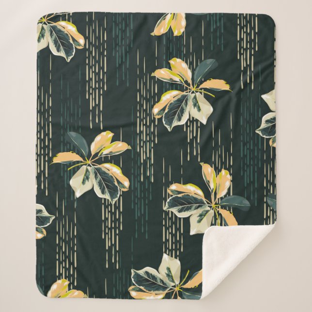 Seamless pattern Botanical VARIEGATED PLANTS, leav Sherpa Blanket (Front)