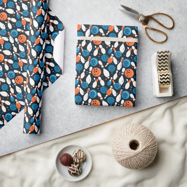 Seamless Pattern Bowling Sports Wrapping Paper (Crafts)