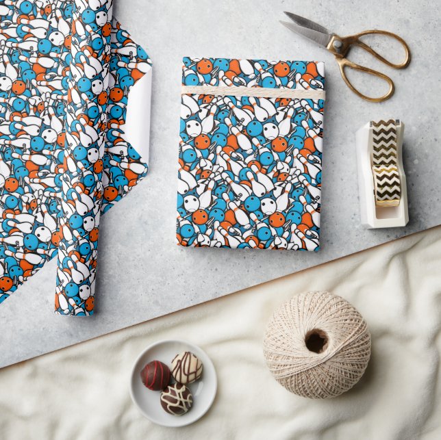 Seamless Pattern Bowling Sports Wrapping Paper (Crafts)