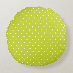 Seamless pattern bright lime polka dot pattern round pillow
