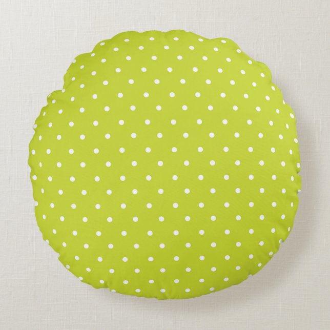 Seamless pattern  bright lime polka dot pattern round pillow (Front)