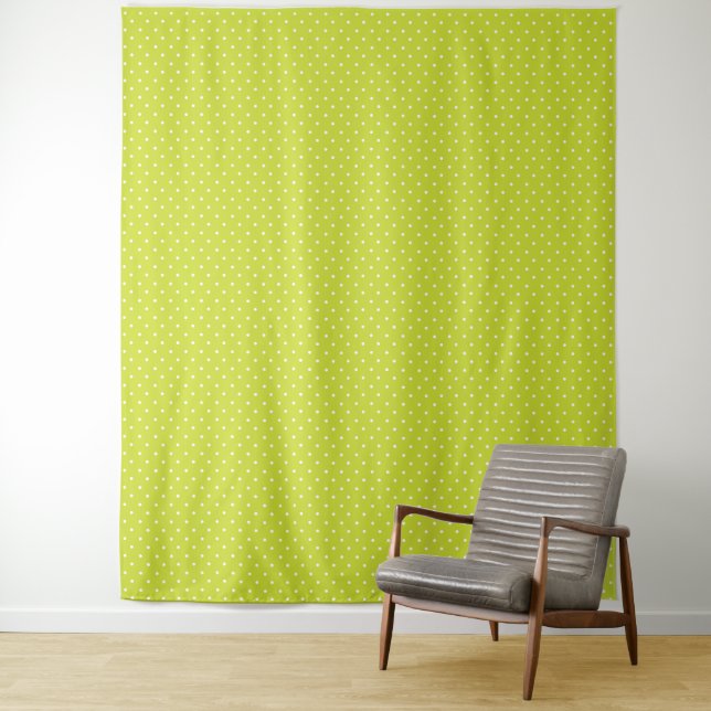 Seamless pattern  bright lime polka dot pattern tapestry (In Situ)