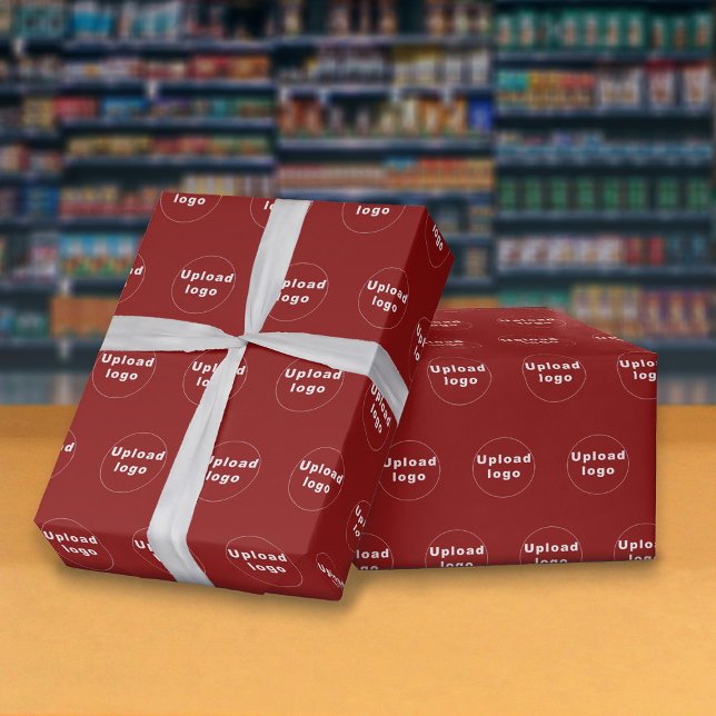 Seamless Pattern Business Logo Red Wrapping Paper (Seamless pattern of your business logo on red wrapping paper.)