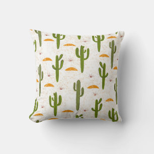 Seamless pattern, cactus, sand texture, Mexican st Throw Pillow
