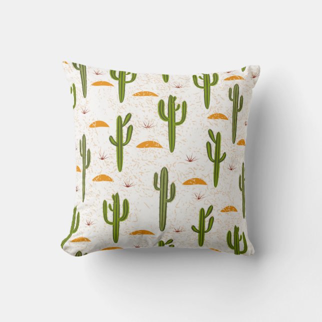 Seamless pattern, cactus, sand texture, Mexican st Throw Pillow (Front)